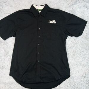 Arctic Cat Shirt Mens M Black Snowmobile Racing Button Up Pocket Casual‎ Comfort